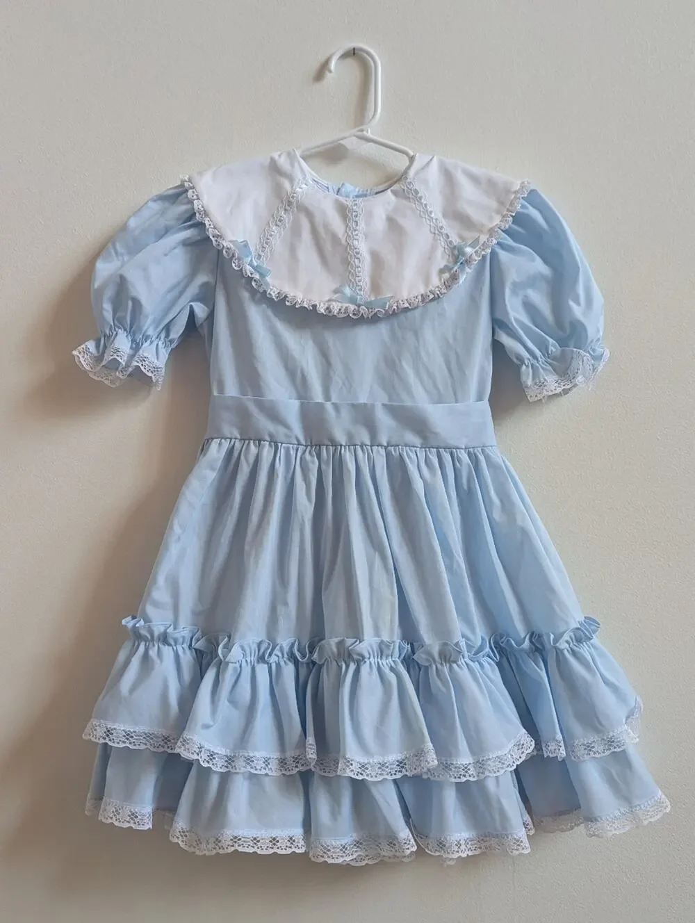 Vtg Kandy Ann Dress 6 Girls Light Pastel Blue Ruffle Frills